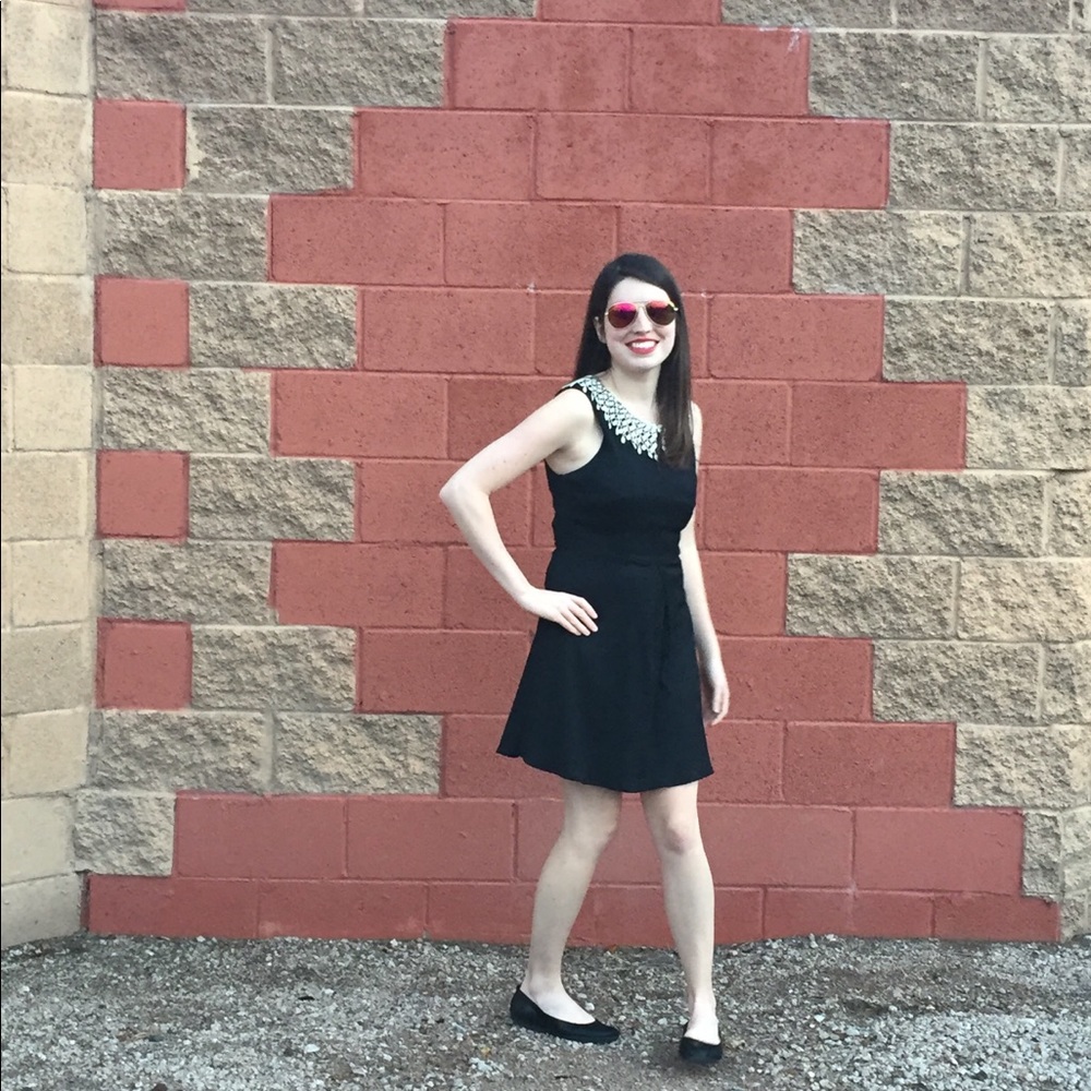 π Free People Black Mini Dress with Collar - Picture 8 of 8
